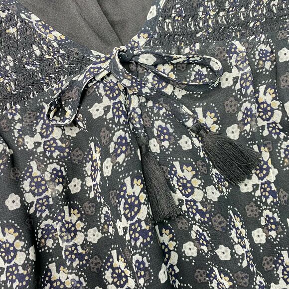 MADEWELL | sz 10 Womens Black/Cream Floral Long Sleeve Peasant Woodland Dress - Picture 5 of 7